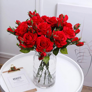 Real Touch Roses Изкуствени цветя Сватбена декорация Flower Sweet Roses Artificial Flower Home Garden Decor Латексови розови цветя