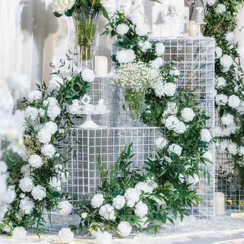 3 глави Изкуствен божур за сватбена декорация на дома Копринени цветя Сватбен букет за декорация на дома Фалшиви цветя на открито