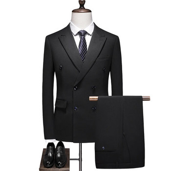 Висококачествен (блейзър + жилетка + панталон) мъжки италиански стил, елегантен моден изчистен бизнес ежедневен сватбен джентълменски костюм от 5 части