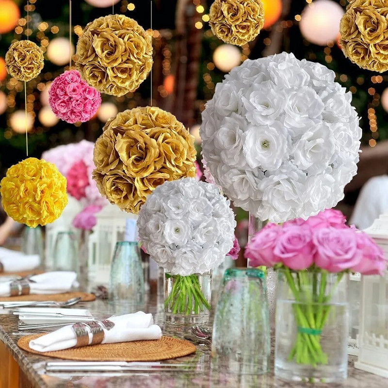 Viseća kugla od svilenog ružinog cvijeća Umjetno cvijeće Vjenčanje Rođendan Zatvoreni vrt Privjesak za tuširanje djeteta DIY Dekoracija doma