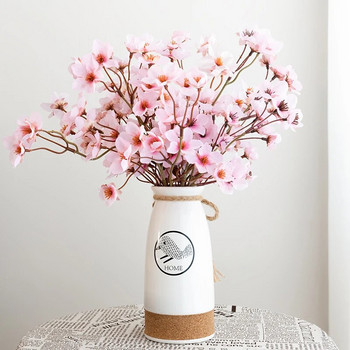 3τμχ Μεταξωτό τεχνητό λουλούδι Λευκό άνθος κερασιάς Διακόσμηση γάμου υψηλής ποιότητας Προσομοίωση Fake Flower Home Bouquet Ροζ