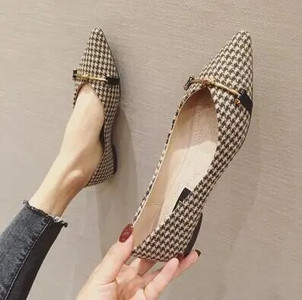 Proljeće/jesen 2023. Nove retro ženske cipele sa šiljatim prstima, sažete karirane cipele, udobne mekane ravne cipele, lagane ženske cipele za hodanje