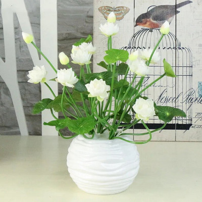 Umjetni svileni lokvanj Mali lotos Dekoracija Dnevni boravak Hotel Buddha Slatki kućni ured Uređenje doma Poklon Vjenčani buket