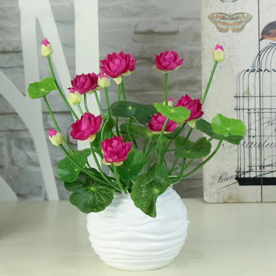 Umjetni svileni lokvanj Mali lotos Dekoracija Dnevni boravak Hotel Buddha Slatki kućni ured Uređenje doma Poklon Vjenčani buket