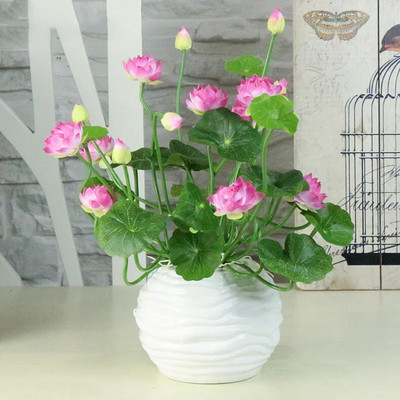 Umjetni svileni lokvanj Mali lotos Dekoracija Dnevni boravak Hotel Buddha Slatki kućni ured Uređenje doma Poklon Vjenčani buket