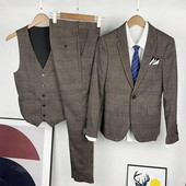 Boutique S-7XL (Blazer + prsluk + hlače) Muško odijelo Modno poslovno talijanski stil Elegantna haljina Džentlmen Formalno trodijelno odijelo