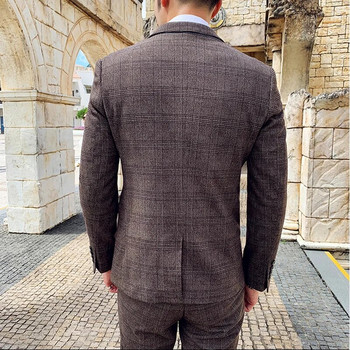 Boutique S-7XL (Blazer + Γιλέκο + Παντελόνι) Ανδρικό Κοστούμι Μόδα Business Italian Style Κομψό φόρεμα Gentleman Επίσημο κοστούμι 3 τεμαχίων