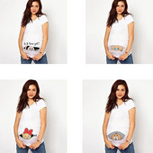 It`s A Girl Maternity Тениски с големи размери Летни тениски за бременни с къс ръкав Ежедневни дрехи за бременни Забавни дрехи