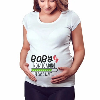 It`s A Girl Maternity Тениски с големи размери Летни тениски за бременни с къс ръкав Ежедневни дрехи за бременни Забавни дрехи