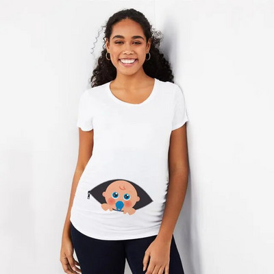It`s A Girl Maternity Тениски с големи размери Летни тениски за бременни с къс ръкав Ежедневни дрехи за бременни Забавни дрехи