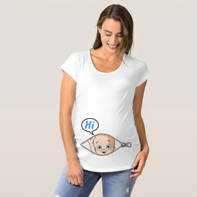 It`s A Girl Maternity Тениски с големи размери Летни тениски за бременни с къс ръкав Ежедневни дрехи за бременни Забавни дрехи