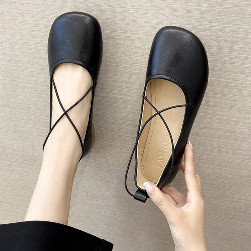 Ženske cipele na ravne niske potpetice s elastičnom trakom Ženske cipele za čamac s okruglim prstima Cipele za djevojčice, balerinke za princeze Zapatos Mujer 9666N