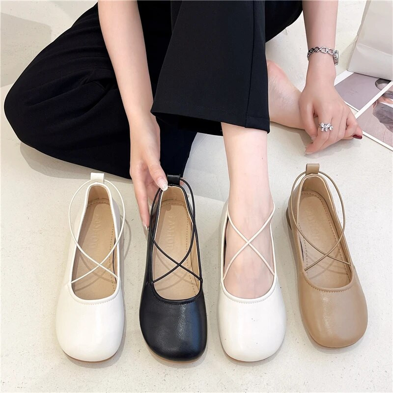 Ženske cipele na ravne niske potpetice s elastičnom trakom Ženske cipele za čamac s okruglim prstima Cipele za djevojčice, balerinke za princeze Zapatos Mujer 9666N