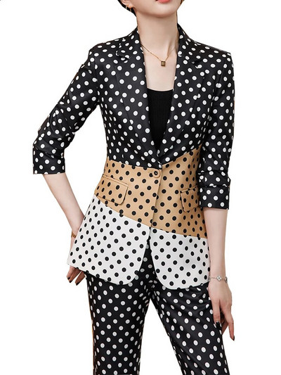 Crno Crveno Žuto Prugasto Ženska radna odjeća Hlače Odijelo Blazer Ženska ženska uska poslovna jakna Hlače Svečani set od 2 komada