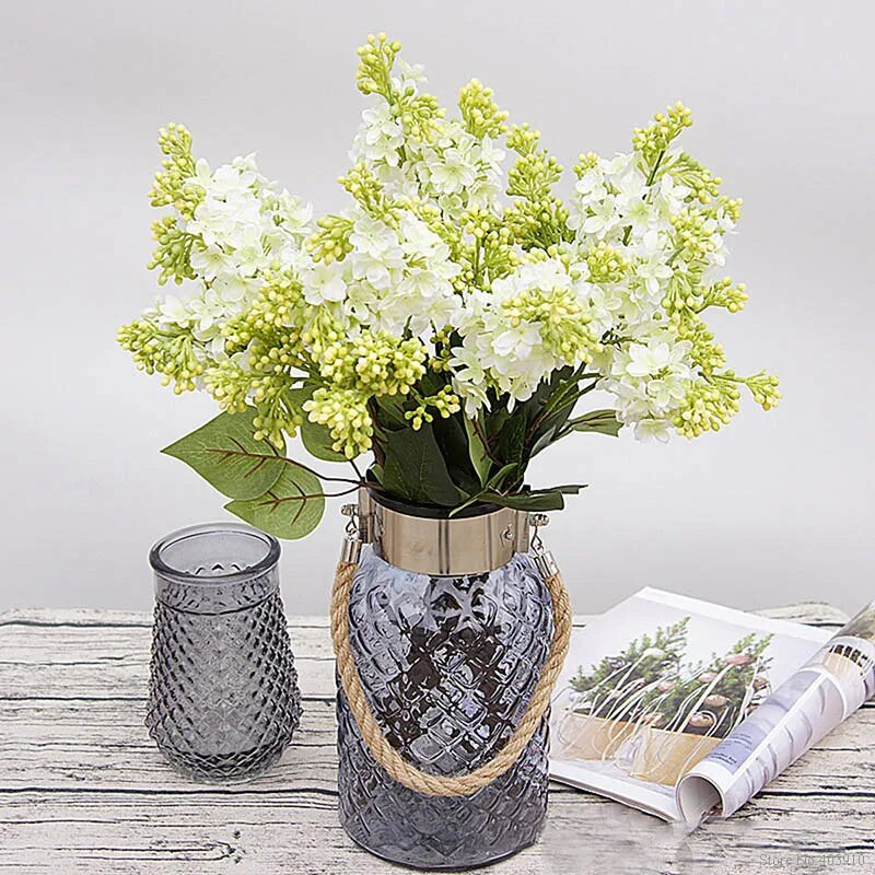 Umjetno lila cvijeće prekrasna svila flores artificiales za dom Vjenčanje DIY dekoracija Lažni ručni cvjetni aranžman vijenac