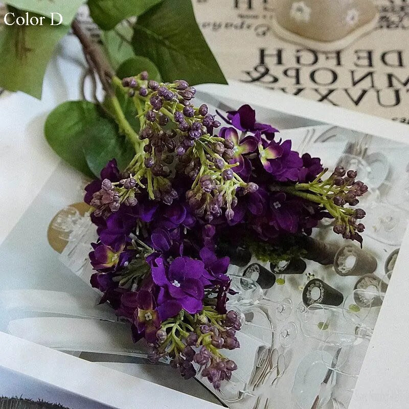 Umjetno lila cvijeće prekrasna svila flores artificiales za dom Vjenčanje DIY dekoracija Lažni ručni cvjetni aranžman vijenac