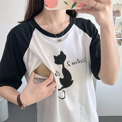 Majice za dojenje od čistog pamuka, majica kratkih rukava za trudnice, ljetna trudnička odjeća 5010B