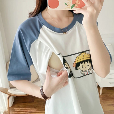 Majice za dojenje od čistog pamuka, majica kratkih rukava za trudnice, ljetna trudnička odjeća 5010B