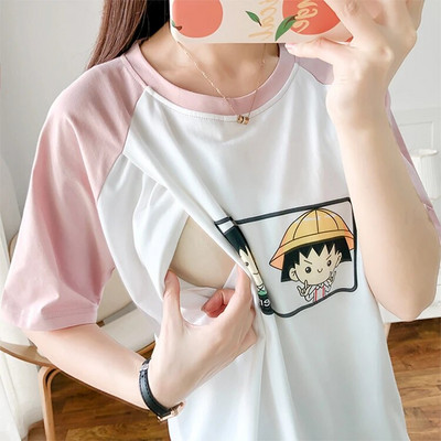 Majice za dojenje od čistog pamuka, majica kratkih rukava za trudnice, ljetna trudnička odjeća 5010B