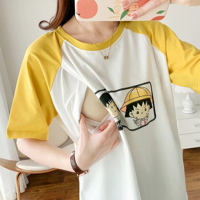 Majice za dojenje od čistog pamuka, majica kratkih rukava za trudnice, ljetna trudnička odjeća 5010B