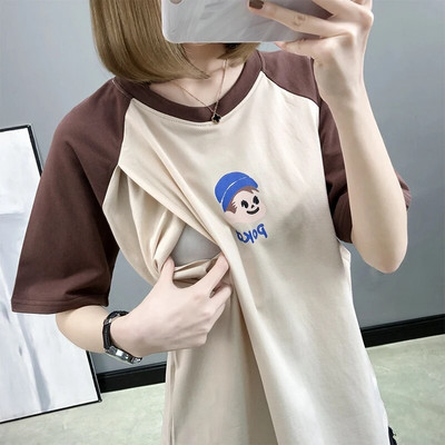 Majice za dojenje od čistog pamuka, majica kratkih rukava za trudnice, ljetna trudnička odjeća 5010B