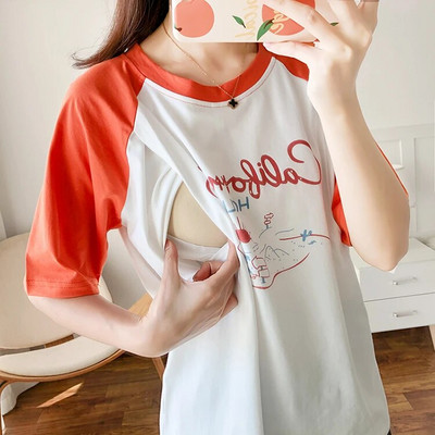 Majice za dojenje od čistog pamuka, majica kratkih rukava za trudnice, ljetna trudnička odjeća 5010B