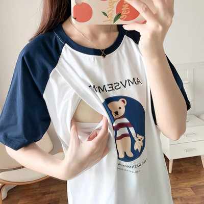 Majice za dojenje od čistog pamuka, majica kratkih rukava za trudnice, ljetna trudnička odjeća 5010B