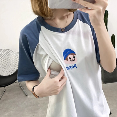 Majice za dojenje od čistog pamuka, majica kratkih rukava za trudnice, ljetna trudnička odjeća 5010B