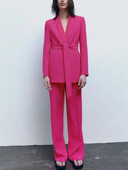 Ženska odijela s hlačama Jesen s remenom i hlače visokog struka Kompleti od 2 komada Odijelo Elegantna uredska odjeća Ležerni sako Kaputi za žene