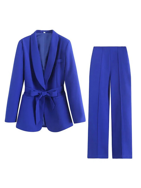 Ženska odijela s hlačama Jesen s remenom i hlače visokog struka Kompleti od 2 komada Odijelo Elegantna uredska odjeća Ležerni sako Kaputi za žene