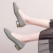 Plus veličina 35-42 Ženske ravne cipele s natikačama sa šiljatim vrhom Lada cipele sa šiljatim vrhom Ženske cipele sa četvrtastom petom Platnene mokasine sa šljokicama 9655N