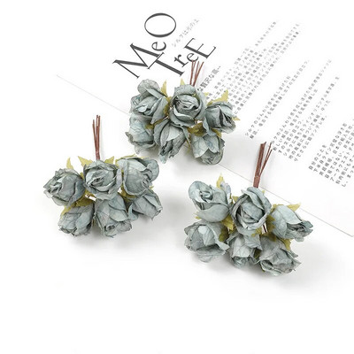 6Pcs 3cm Mini svilena ruža Buket umjetnog cvijeća DIY Cvjetna kruna Home Decor Zidni vijenac Vjenčana dekoracija Lažno cvijeće