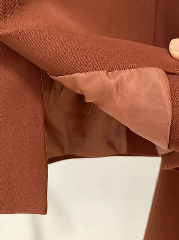 2023 Fashion Brown Khaki Νέο Διπλό Στήθος Slim Fit Γραφείο επαγγελματικό κοστούμι σακάκι Blazer Flare Παντελόνι Σετ Σετ δύο τεμαχίων