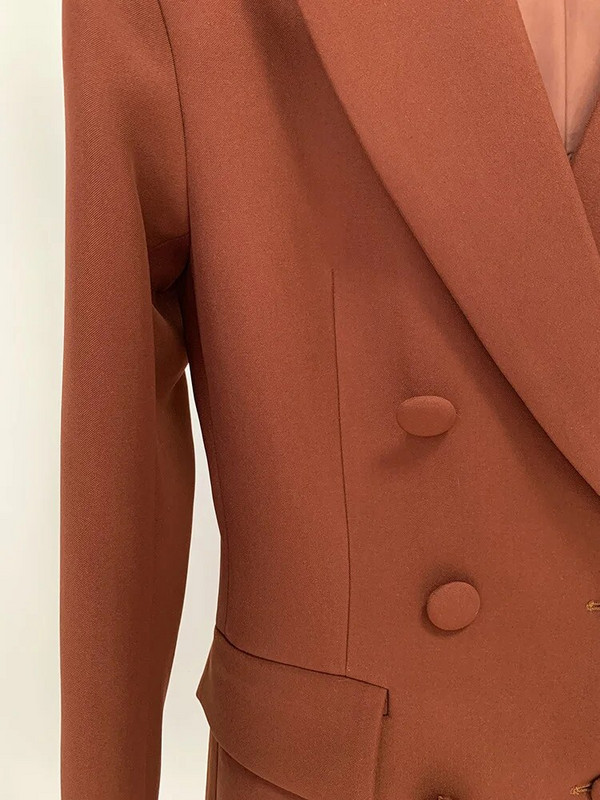 2023. modni smeđi kaki novi uredski uredski poslovni odijelo s dvostrukim kopčanjem, jakna, jakna, široki set hlača, dvodijelni komplet