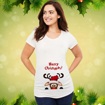 Božićna majica za trudnice Majica za trudnice Božićna majica za nove mame Ženska majica za trudnice Slatka beba Božićna majica za trudnice