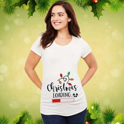 Božićna majica za trudnice Majica za trudnice Božićna majica za nove mame Ženska majica za trudnice Slatka beba Božićna majica za trudnice