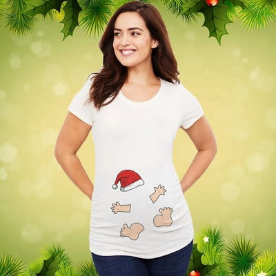 Božićna majica za trudnice Majica za trudnice Božićna majica za nove mame Ženska majica za trudnice Slatka beba Božićna majica za trudnice
