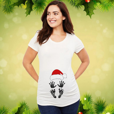 Božićna majica za trudnice Majica za trudnice Božićna majica za nove mame Ženska majica za trudnice Slatka beba Božićna majica za trudnice
