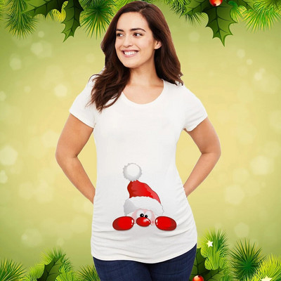 Božićna majica za trudnice Majica za trudnice Božićna majica za nove mame Ženska majica za trudnice Slatka beba Božićna majica za trudnice