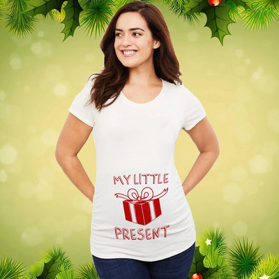 Božićna majica za trudnice Majica za trudnice Božićna majica za nove mame Ženska majica za trudnice Slatka beba Božićna majica za trudnice