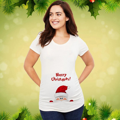 Božićna majica za trudnice Majica za trudnice Božićna majica za nove mame Ženska majica za trudnice Slatka beba Božićna majica za trudnice
