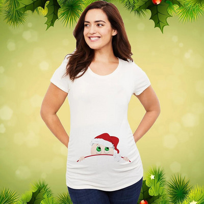 Božićna majica za trudnice Majica za trudnice Božićna majica za nove mame Ženska majica za trudnice Slatka beba Božićna majica za trudnice
