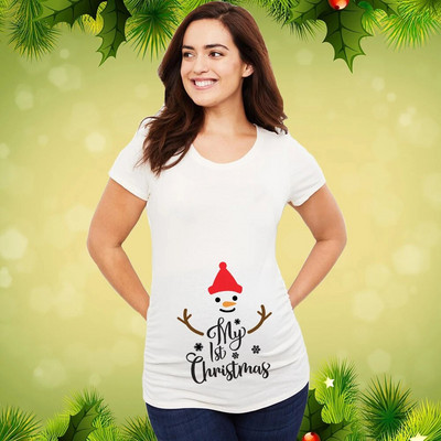 Božićna majica za trudnice Majica za trudnice Božićna majica za nove mame Ženska majica za trudnice Slatka beba Božićna majica za trudnice