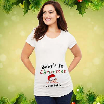 Božićna majica za trudnice Majica za trudnice Božićna majica za nove mame Ženska majica za trudnice Slatka beba Božićna majica za trudnice