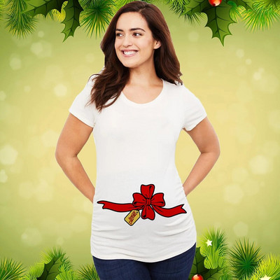 Božićna majica za trudnice Majica za trudnice Božićna majica za nove mame Ženska majica za trudnice Slatka beba Božićna majica za trudnice