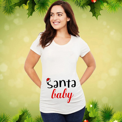Božićna majica za trudnice Majica za trudnice Božićna majica za nove mame Ženska majica za trudnice Slatka beba Božićna majica za trudnice