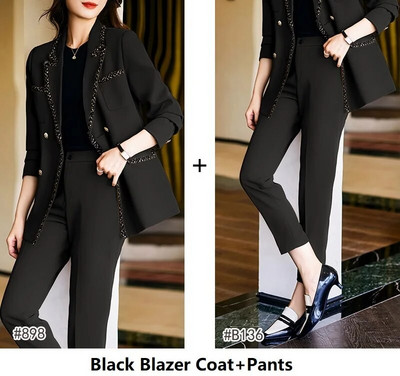 Formalni blejzeri Odijela za žene Jesen Zima Visokokvalitetna tkanina Profesionalni s hlačama i jaknama Kaput Hlače Komplet hlača