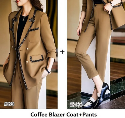 Formalni blejzeri Odijela za žene Jesen Zima Visokokvalitetna tkanina Profesionalni s hlačama i jaknama Kaput Hlače Komplet hlača