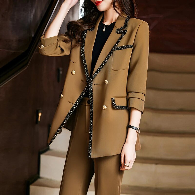 Formalni blejzeri Odijela za žene Jesen Zima Visokokvalitetna tkanina Profesionalni s hlačama i jaknama Kaput Hlače Komplet hlača