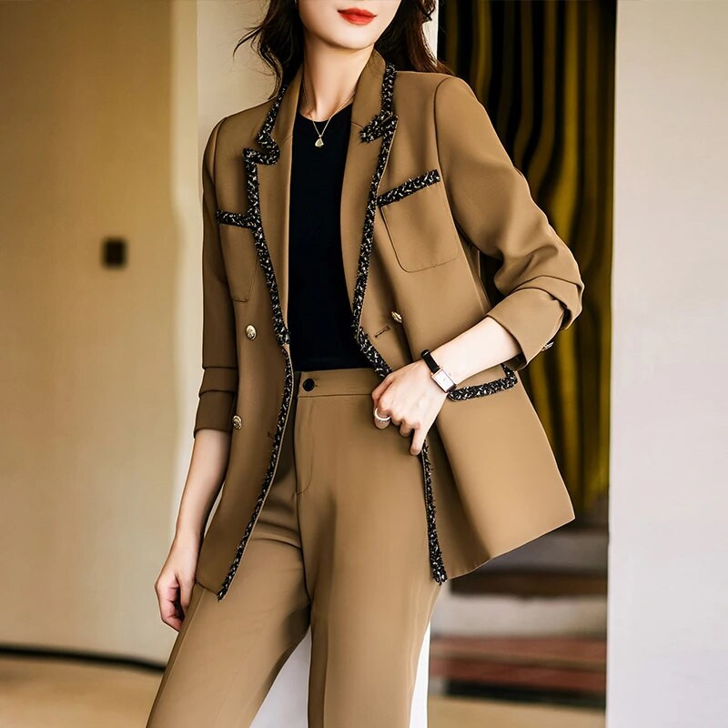 Formalni blejzeri Odijela za žene Jesen Zima Visokokvalitetna tkanina Profesionalni s hlačama i jaknama Kaput Hlače Komplet hlača